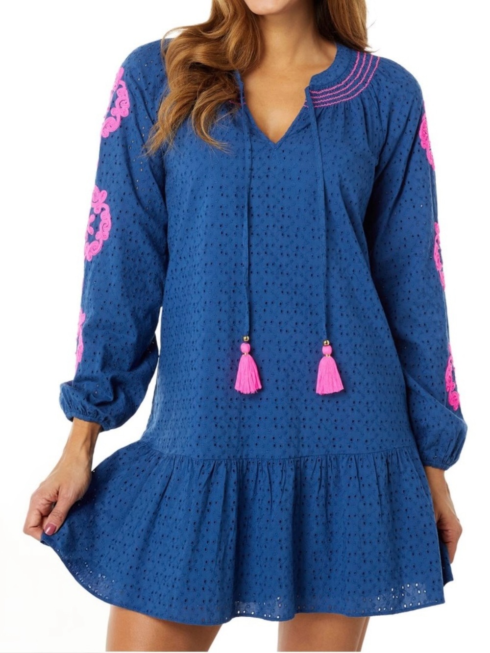 Lilly Pulitzer Lucee Navy Embroidered Dress Size Small